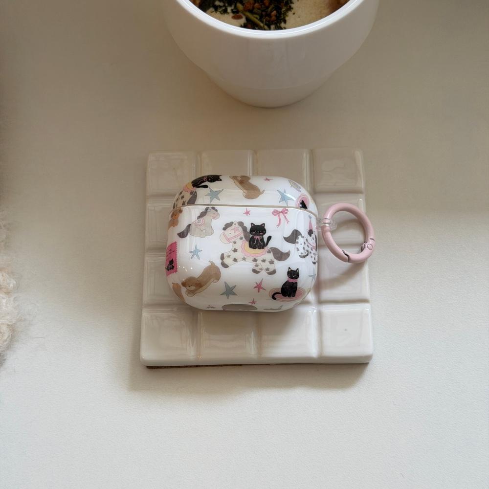 Ins Korean Graffiti Cartoon Cat Pony Suitable for AirPods4 Protective Case AirPods3rd Generation Earphone Cover Apple Airpodspro2 Second and Third