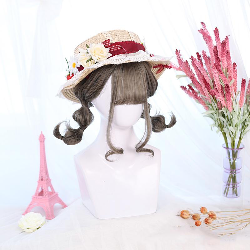 

Bybrana Женские короткие волосы Лолита Челка Волнистый парик Повседневная одежда Синтетические волосы Устойчивость к высоким температурам