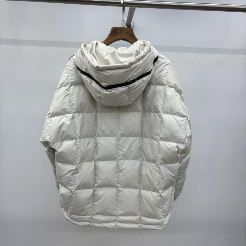 Autumn and winter new fashion small square European station large size loose white duck down hooded down jacket women