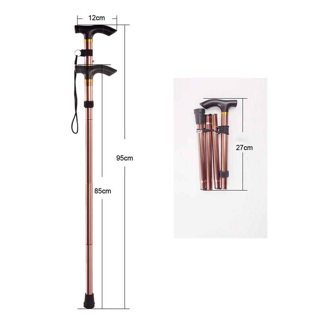 Folding Walking Stick Aluminum Alloy Crutches Non Slip Telescopic Crutches for Elderly Brown 82 92cm   32.3 36.2in