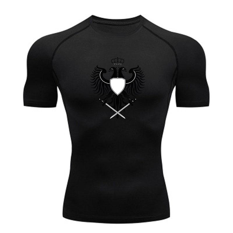 Men's Compression Fitness Sports T-Shirt, Double Headed Eagl