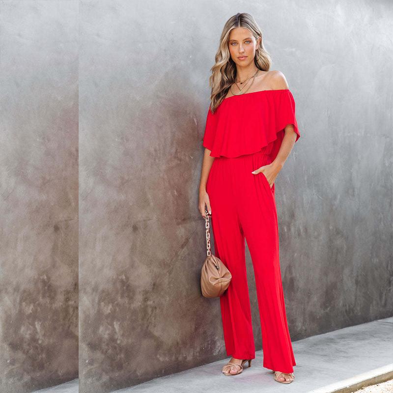 Salopetă de primăvară și vară pentru femei, cu un umăr, salopetă fără bretele, ocazională, pantaloni largi, femei