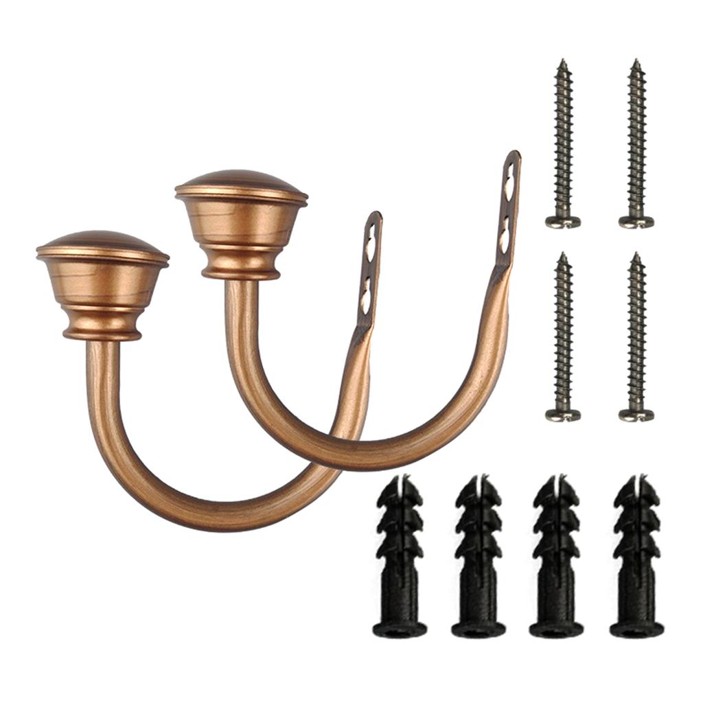 Set med 2 Eleganta Metalliska Gardinhållare för Tidlös Fönsterdekor i Ljusbrons med Elemental Kuldesign