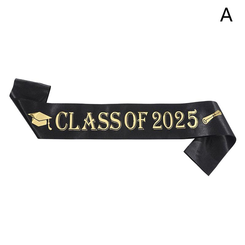 Graduation Decoration Class Of 2025 Satin Sash Glitter Black Blue Congratulation Graduation Party Decoration Supplies