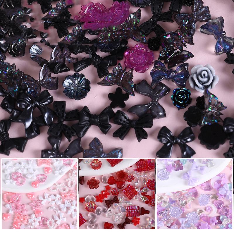100Pcs Mini Colorful Tie Nail Charms Minimalist Bowknots Sweet Style Nail Art Decorations For Women Diy French Manicure Parts
