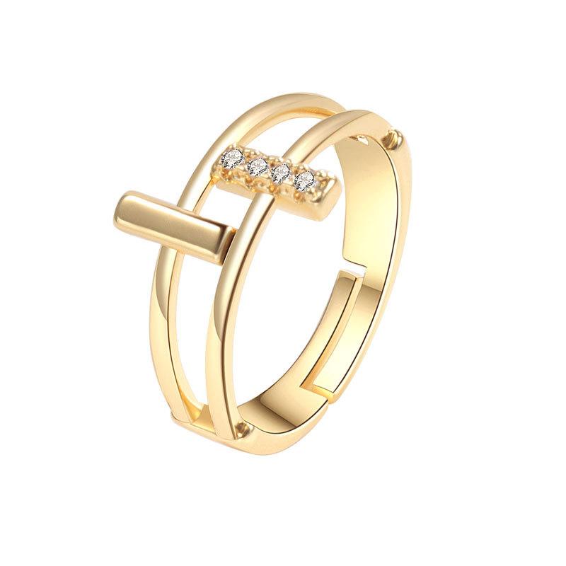Luxury Double Layer Cross Open Ring For Women Minimalist Personalized Index Finger Zircon Stone Ring