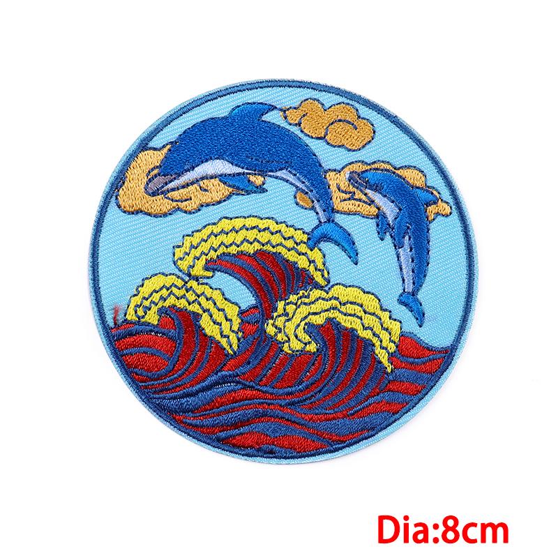 Mountain Adventure Outdoor Scenery Embroidery Patches Iron On Patches Diy Sun Waves Patch Backpack Jackets Sew Embroidered Badge 