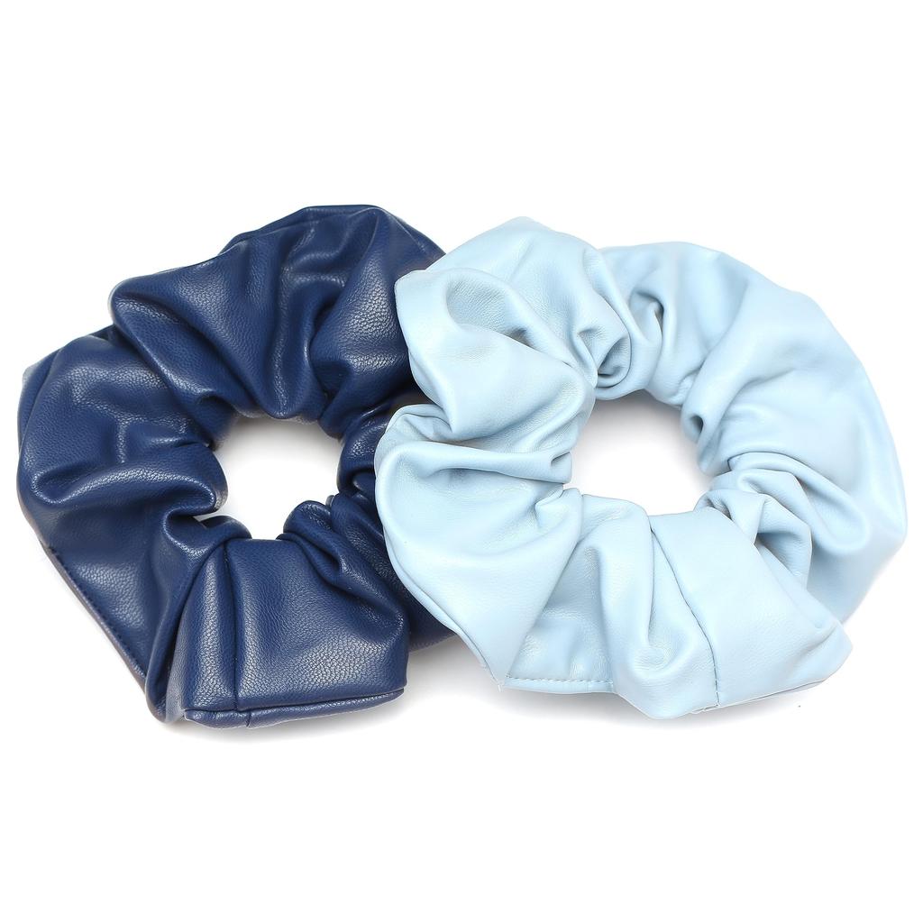 QinGoo Large Leather Scrunchie Hair Light Stylish Korean Hair Accessory for 1 Blue Tie, Blue, Women, Piece,