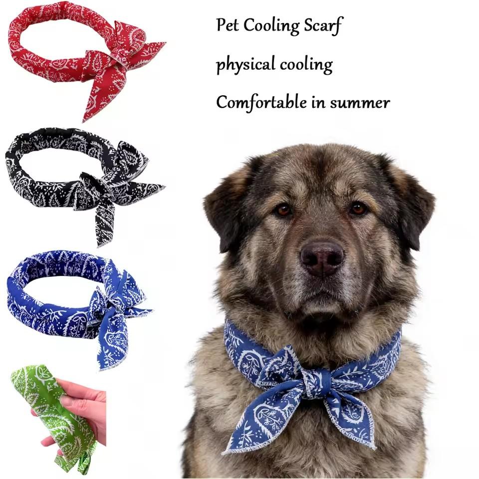 Écharpe Rafraîchissante d'Été pour Animaux de Compagnie Collier Glacé pour Chien Enveloppement Froid Respirant Bandana Rafraîchissant Instantané pour Promenade en Extérieur