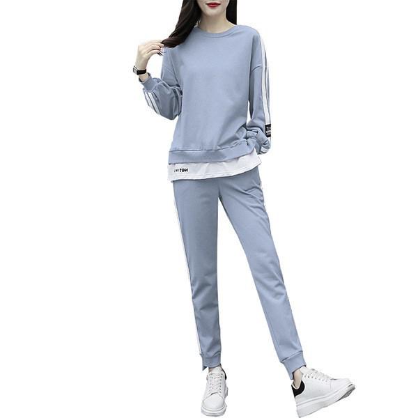Women's Plus Size European & American Casual Sportswear Set - Autumn/Winter Long Sleeve Sweatshirt Two-Piece Set.