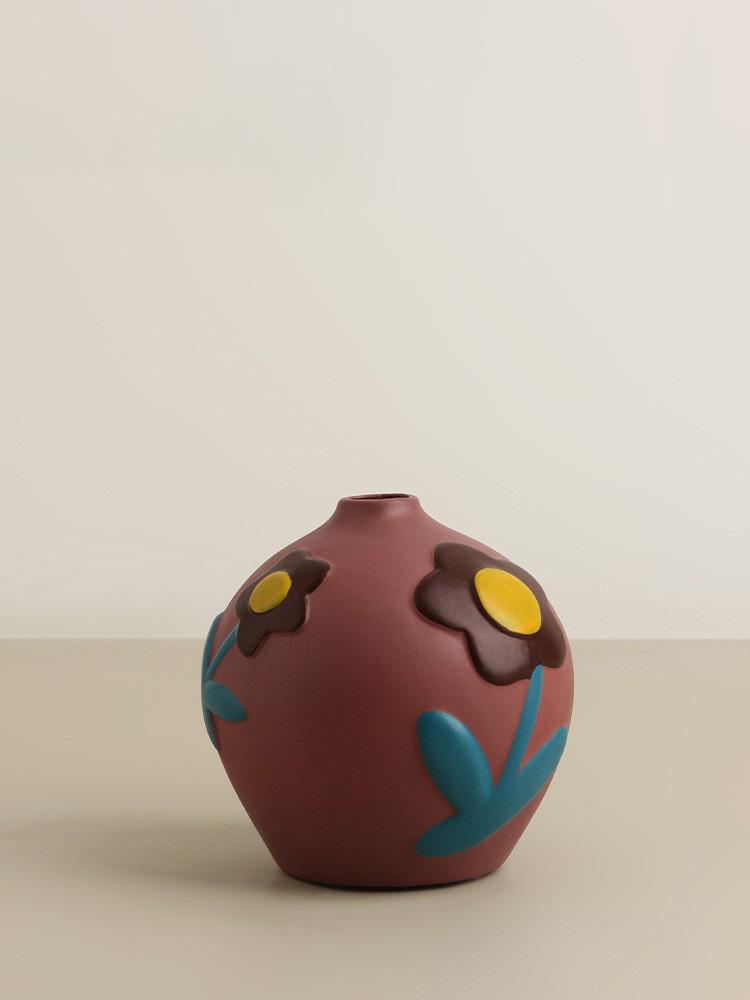 Desktop Ceramic Vase Living Room Flower Arrangement Creative Living Room Home Decoration Morandi Painted Flower Device