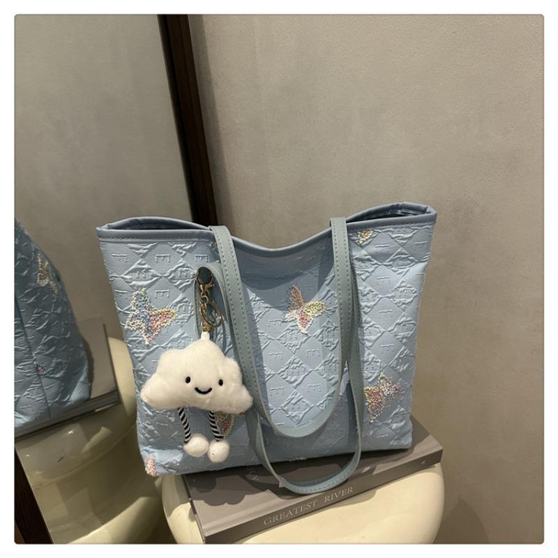 

Large capacity casual fashion commuter tote bag versatile fresh and sweet make-up bag simple and cute shoulder bag no accessories синій