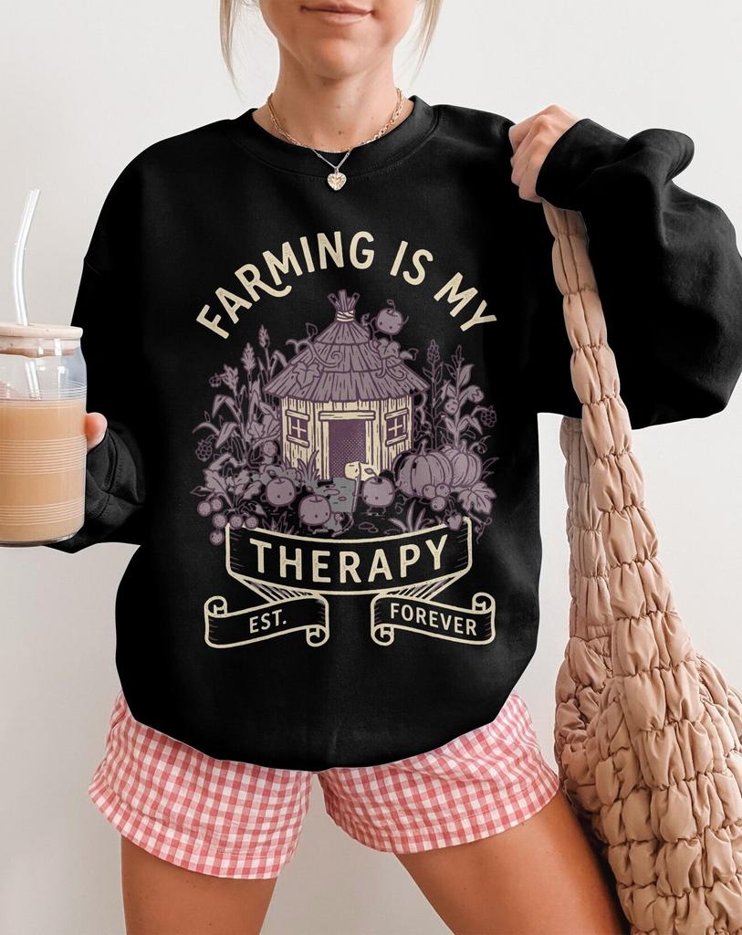 Stardew Valley Shirt Farming Is My Therapy Cozy Game T-Shirt T-shirt Indie Video Game Merch Gamer Gift Pixel Art Stardew Fan