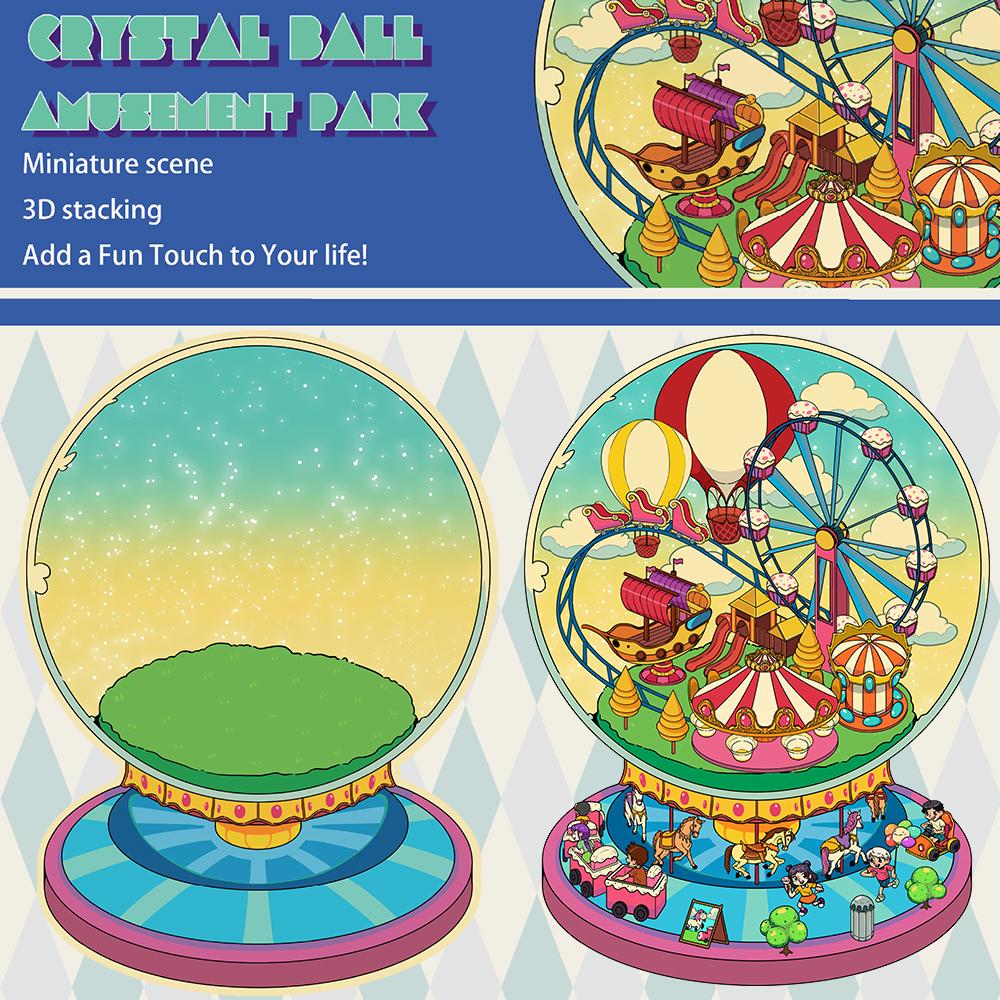 

2 шт. Наклейки с хрустальным шаром, пейзаж парка развлечений, кофейный бар, дом, Харадзюку, скейтборд, для гостиной, искусство для снятия стресса, наклейки с картинками