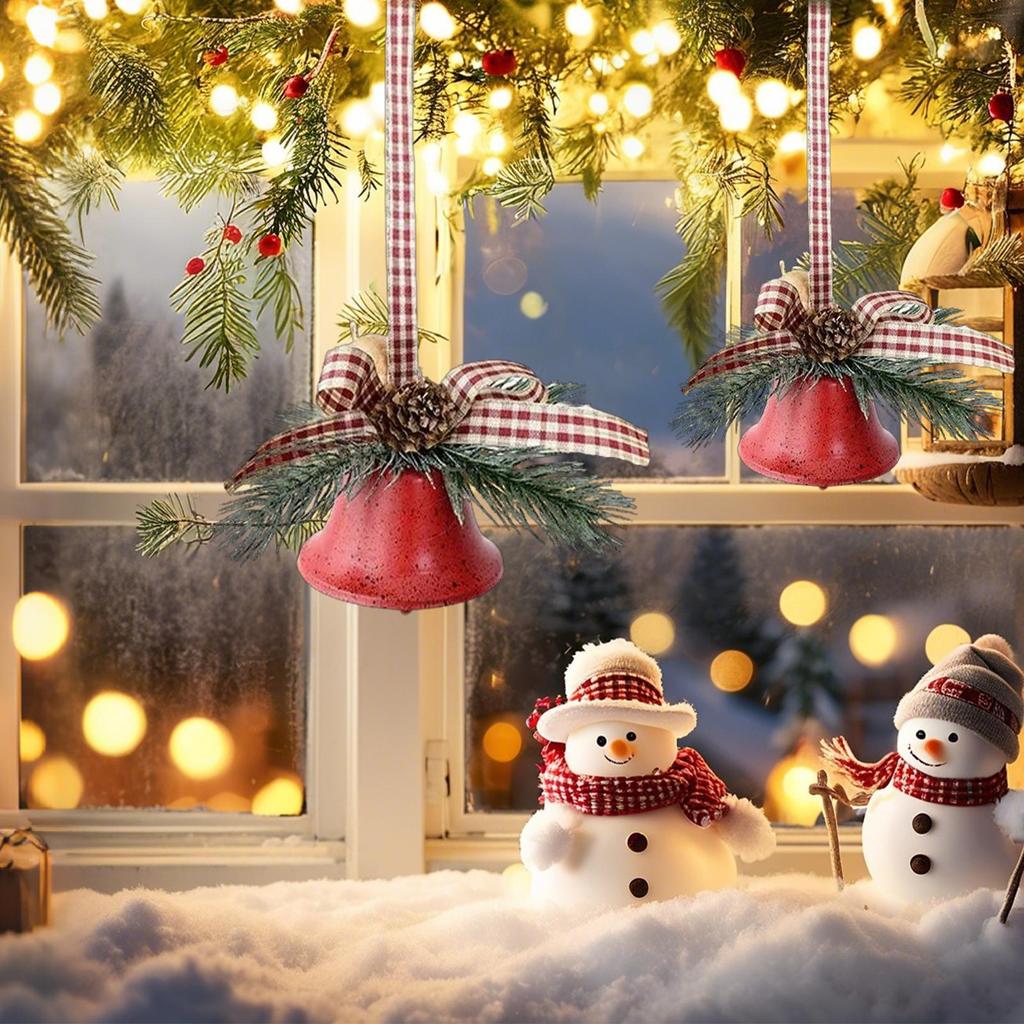 Christmas Bell Ornaments Festive Ornament With Bow And Pine Needles Christmas Party Bells For Party Gathering Porch Winter
