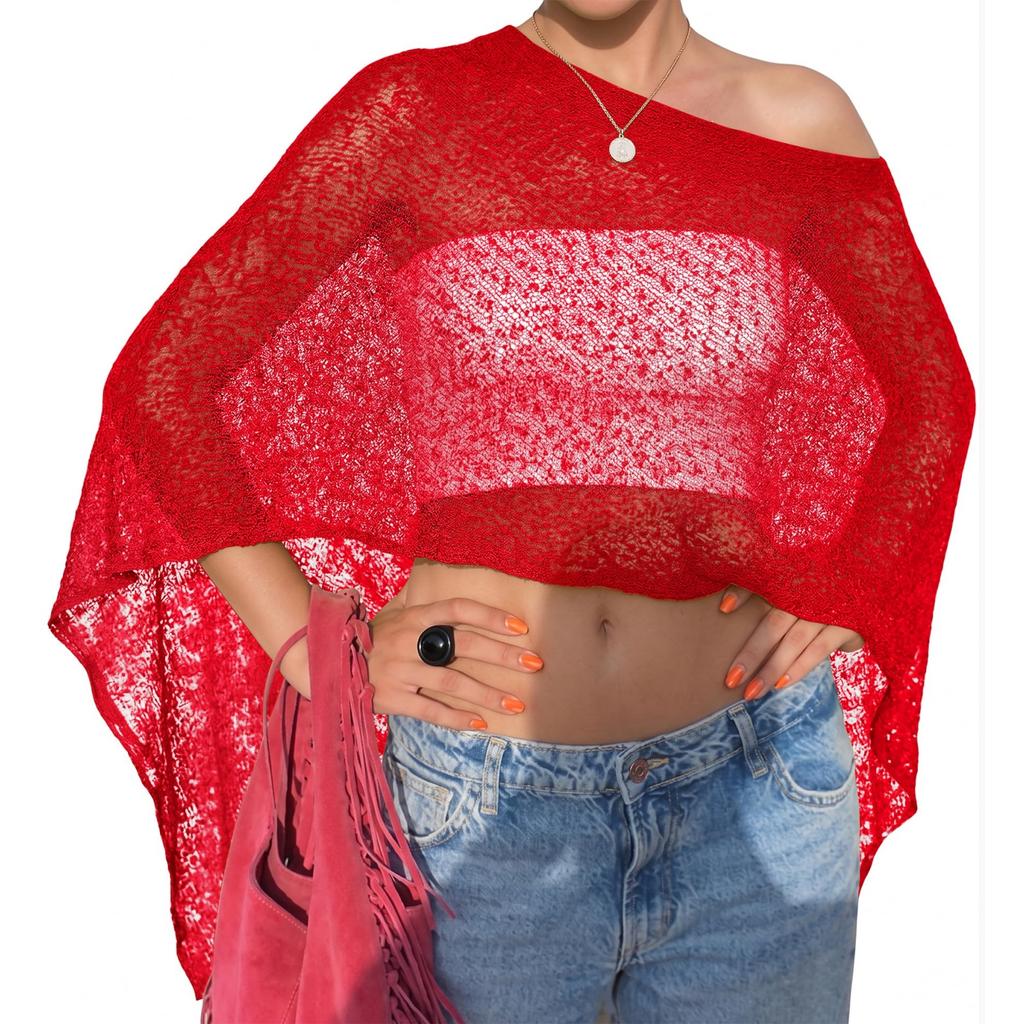 Women's Knit Mesh Beach Cover Up, Color Pullover