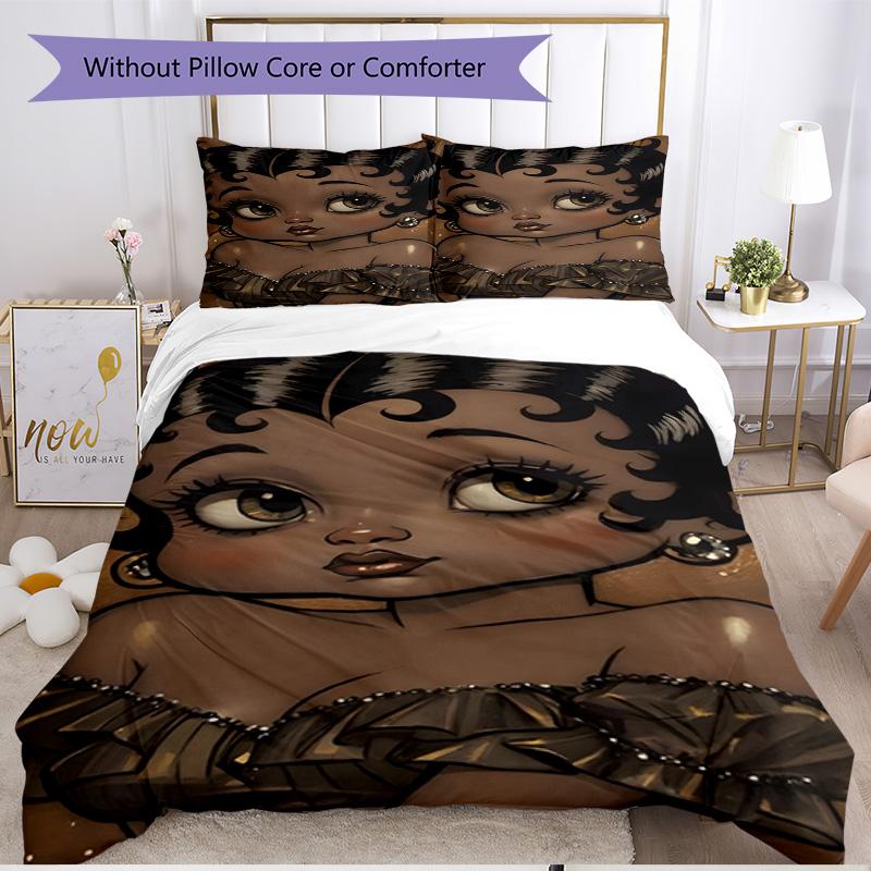 3pcs Duvet Cover Set (1*Duvet Cover + 2*Pillowcase, Without Core), Sexy Doll Print Soft All‑Season Bedding Set, Home Bedroom Decor Gift