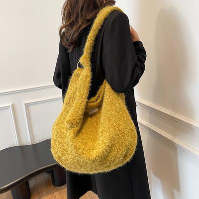 Woolen Bag Women's Large-capacity New Autumn and Winter Casual Fashion Simple Shoulder Bag Niche Design Commuter Tote Bag