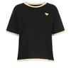 Shop   Women Color Block Round Neck HearT Embroidery Washing ShorT Sleeve T Shir