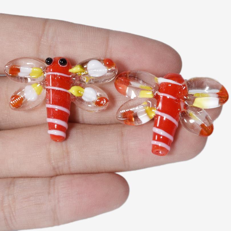 6pcs/Lot Animal Dragonfly Bee Butterfly Glass Beads For Jewelry Making Supplies Cactus Flower Spacer Bead Diy Accessories Bulk