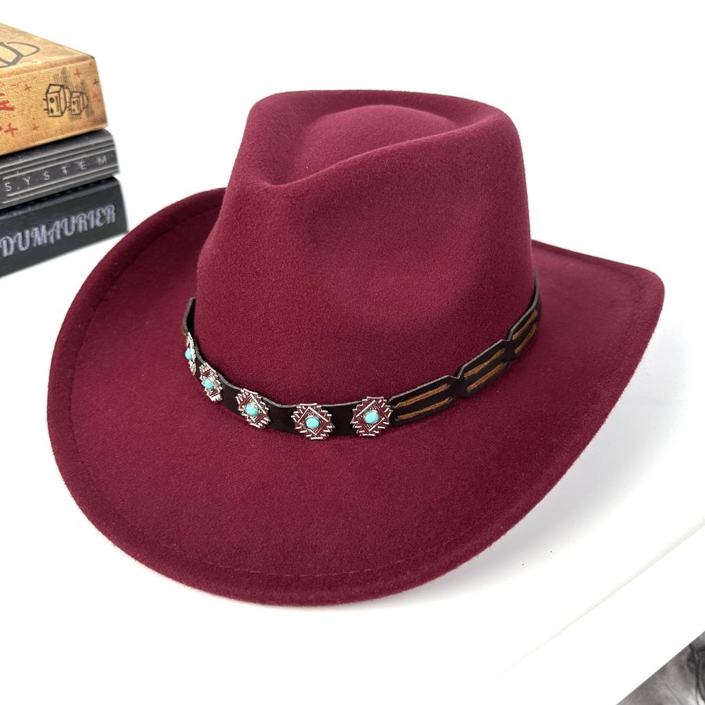Europe, America and the West cowboy hat woolen curl top hat ethnic style curved brim jazz hat Tibetan travel hat tide