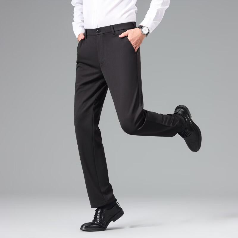 ROMON Men's Business Casual Straight Leg Trousers