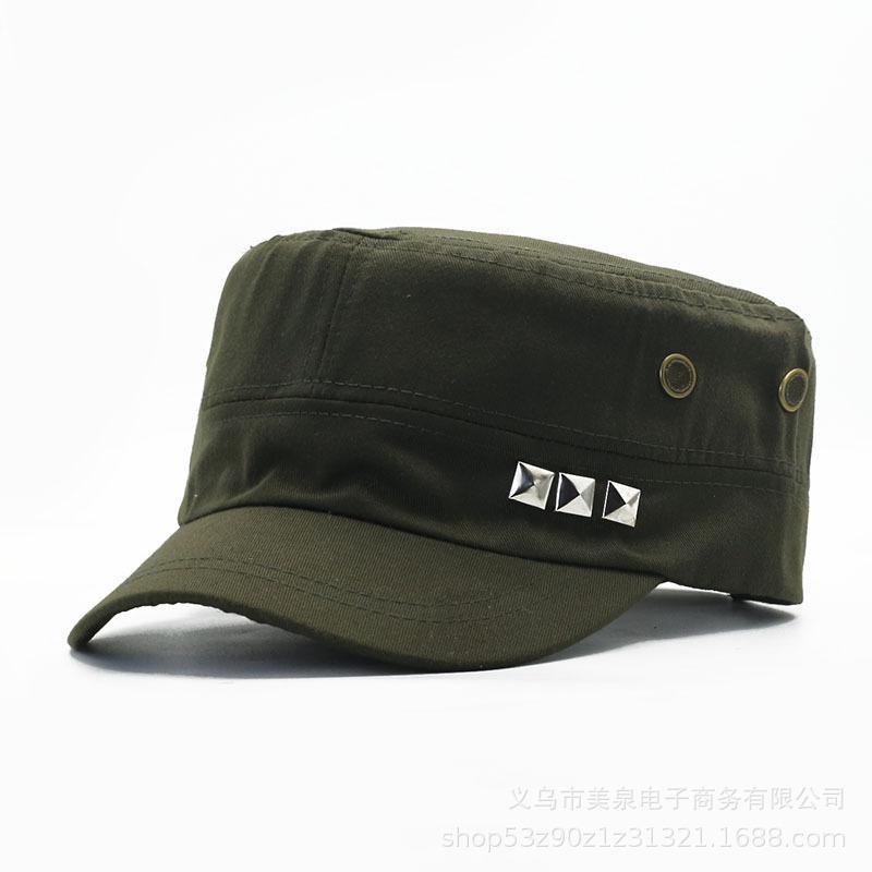 New Rivet Flat Top Cap Men's Casual Breathable Spring and Summer Baseball Cap Middle-aged and Elderly Flat Top Hat Sunshade
