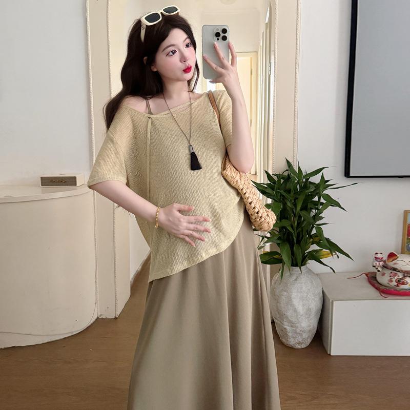 Summer 2026 Korean Style Maternity 2-Piece Dress Set 2XL