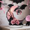 Spider Pumpkin Figures Halloween Dark Style Table Decorations, Acrylic Pink And Black Gothic Centerpiece, Spooky Mantelpiece Statues Crescent