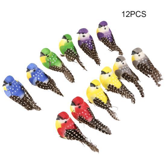 

12Pcs Colorful Handmade Artificial Simulated Bird Home Garden Wedding Decoration