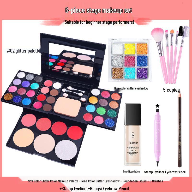 39-Color Eyeshadow Palette & Makeup Set: Beginner-Friendly Blush, Powder, Lipstick Combo