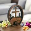He Is Risen Empty Tomb with Crosses Wood Easters Decorations Christian Resurrected Tomb Ornament for Church Home Decors