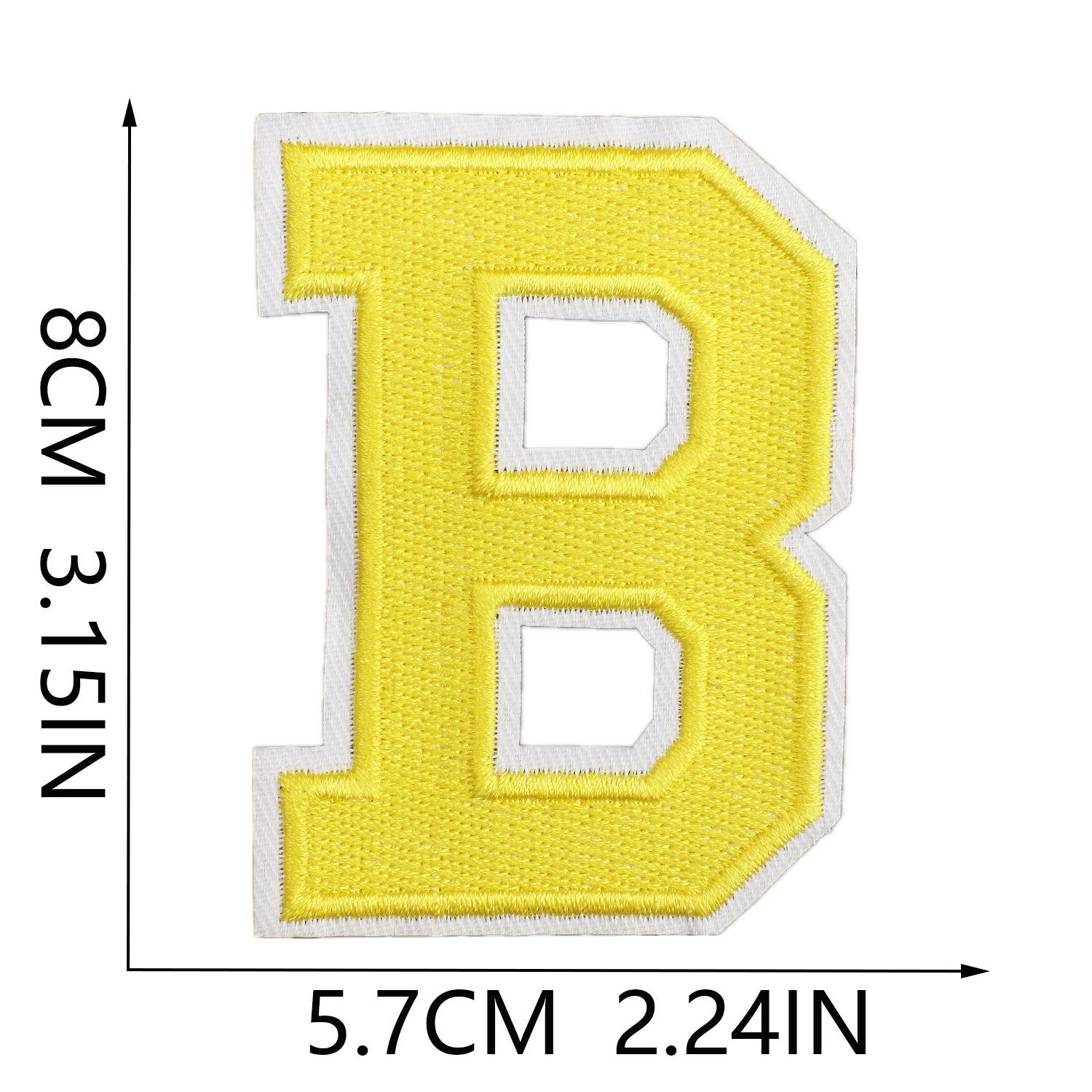 

Нашивка-стикер с полной вышивкой английской буквы, 8 см, Декор для одежды, Желтая вышивка буквы, Тканевая наклейка, Вышитая наклейка для сумки B_3 pieces