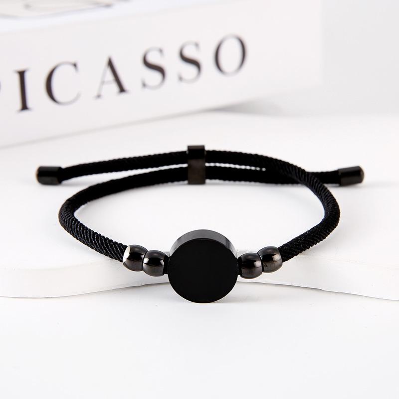Stainless Steel Multi-Color Adjustable Bracelet with Round Tag for Laser Engraving, 15mm Hole