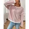TIFICY Women's Fashion Casual Spring Autumn Solid Color Print Long Sleeve O-Neck Blouses & Shirts