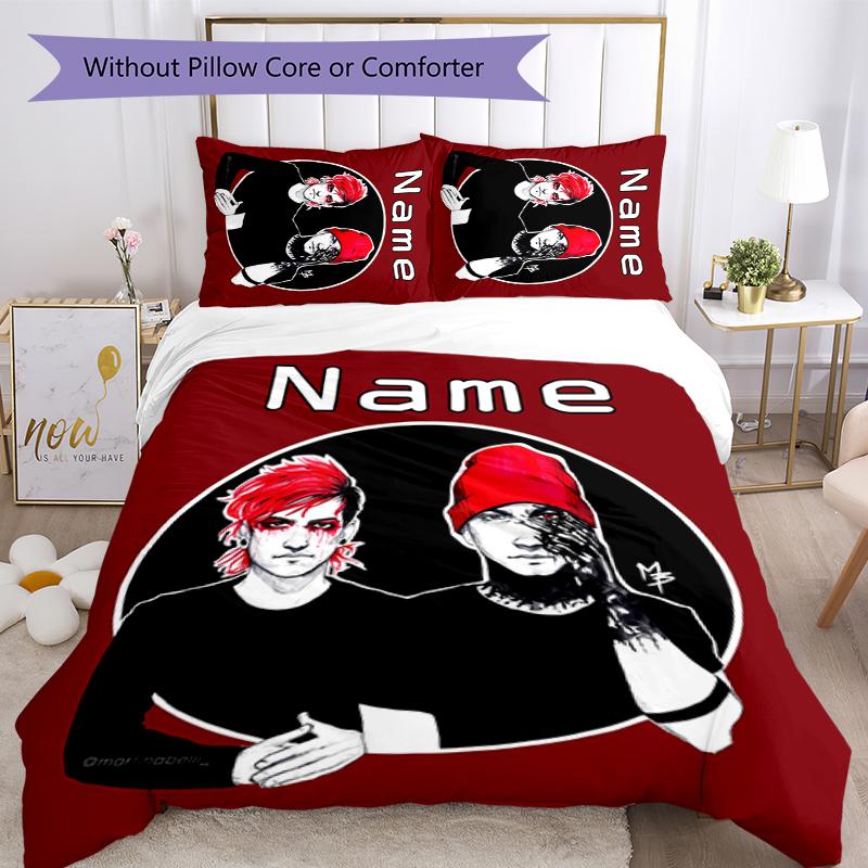 3pcs Custom Name twenty one pilots Bedding Set Duvet Cover Closure Includes 1 Duvet Cover & 2 Pillowcases for All Seasons Bedroom Decor