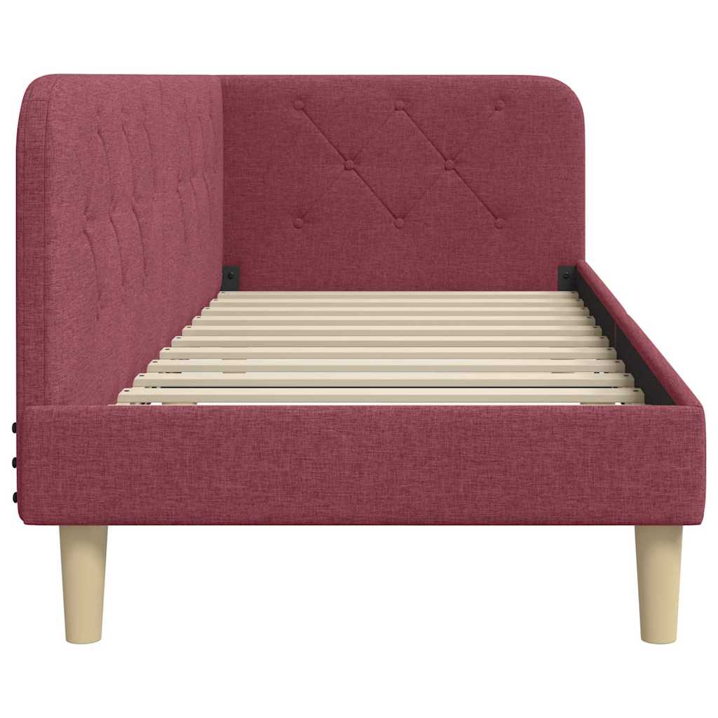 Corner Bed Frame Burgundy 80 X 200 Cm Fabric