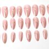 Glänzende Goldwellenmuster Mandelrosa Nägel - 24 Stück Tragbare Nagelkunst