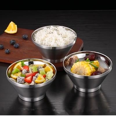 Japanese Hat Shape 304 Stainless Steel Bowls Rice Soup Ramen Bowls Thick Double-layer Insulated Breakfast Bowl Kitchen Utensils