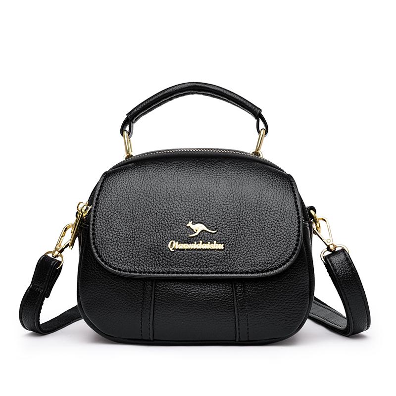 

Роскошная однотонная кожаная сумка для женщин, сумка для мобильного телефона, простая, вместительная, многослойная сумка через плечо