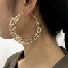 Exaggerated Creative Earrings Women, Personalized Punk Big Circle Earrings Thick Chain Earrings