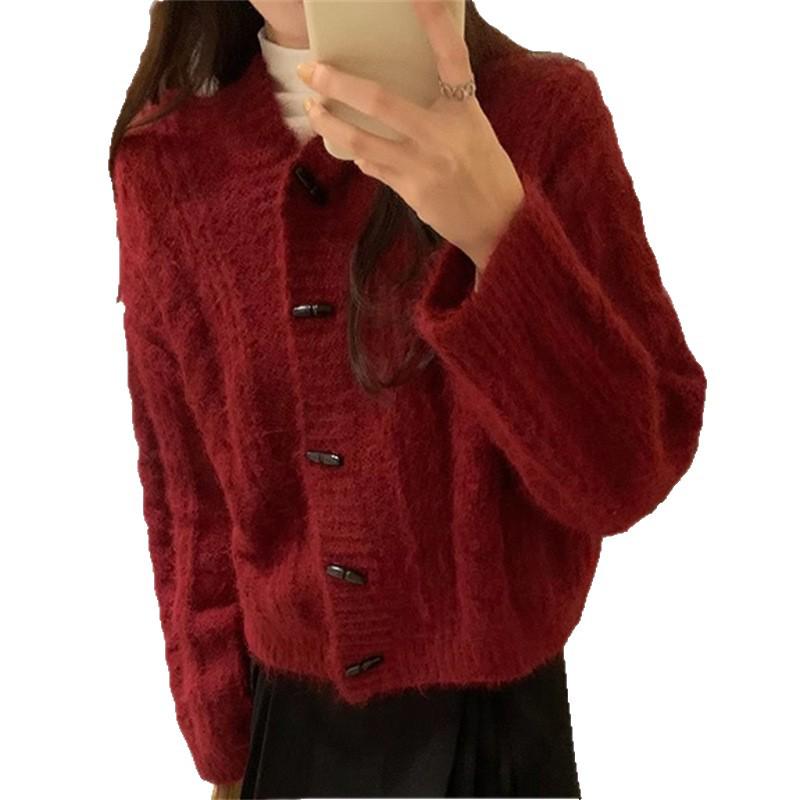 Autumn/Winter Knitted Hooded Toggle Cardigan Sweater