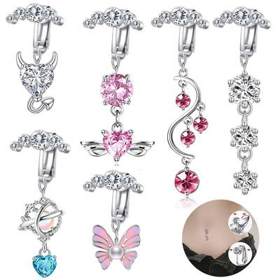 New Sexy Ear Clip Jewelry Love Wings ,Butterfly Pearl Free To Wear Perforated Navel Ring