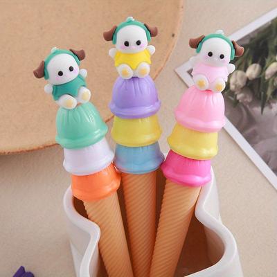Back To School Season 10pcs 0.5mm Cute Penguin Ice Cream Shape Gel Pen Cartoon Stationery Prize Gift Cone Shape Water Pen Signature Pen