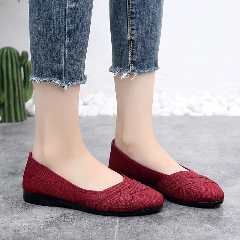 Old Beijing Cloth Shoes Women's Single Shoes Black Casual Shoes Non-slip Breathable Work Shoes Flat Shoes