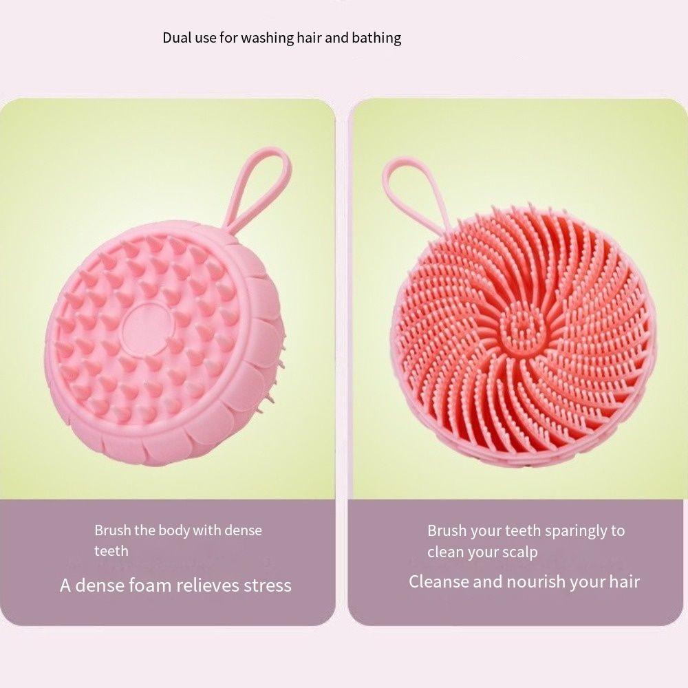 Lotus Shape Silicone Shampoo Brush Double Side Shower Brush Soft Bath Scalp Massage Brush  Spa