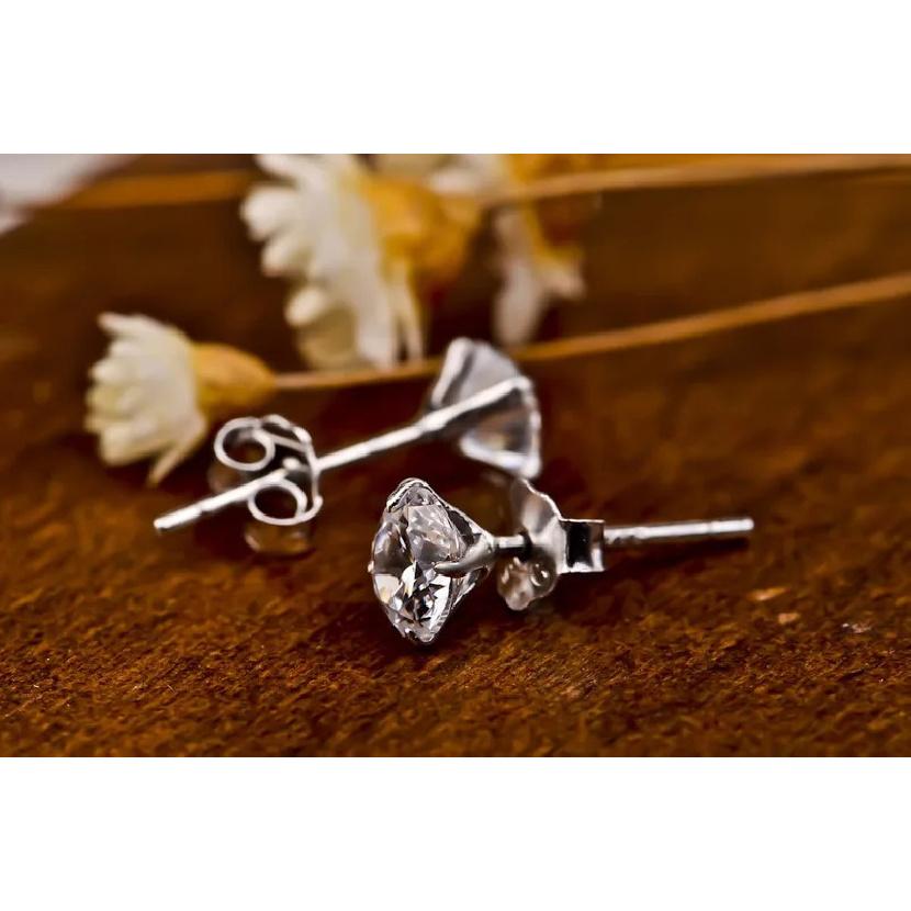 Crystal Zircon Real 925 Sterling Silver Earrings Channel  Cubic Zirconia Silver Stud Earrings for Women Sterling Silver Jewelry