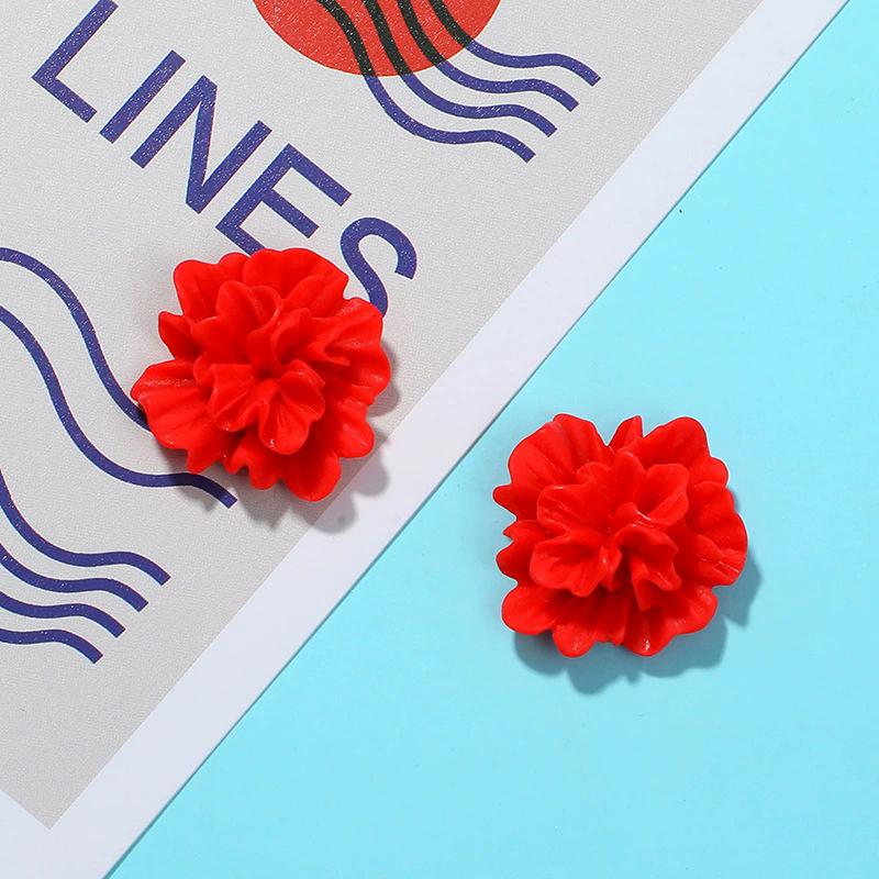 3D Pink White Flower Earrings for Women Imitation Pearl Acrylic Blooming Gardenia Stud Earrings Cute Jewelry Yellow Purple