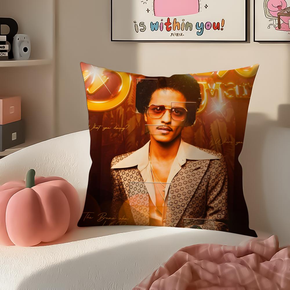 Classic Pop American Singer BBruno Mars Cushion Cover Pillowcase Short Plush Invisible zipper Room Sofa Cushion Cover