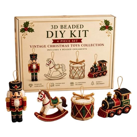 Set de mărgele fără lipici Kit DIY cu mărgele 3D, Set de meșteșuguri cu animale de Crăciun realiste, Kit tematic de broderie manuală ușoară pentru copii și adulți Educațional